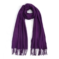 Soft purple faux cashmere scarf with elegant tassel fringe details for autumn and winter - Deep purple
