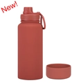 1L vacuum insulated sports water bottle in brick red matte finish with carry handle - 1 L / Brick Red - Sport