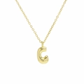Close-up of polished 18k gold plated balloon bubble C letter pendant necklace - Necklace C