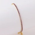 Vergoldetes Tennisarmband mit runden lila Zirkonia und verstellbarem Schiebeverschluss - Gold-Violetter Zirkonia