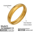 Tableau des tailles du bracelet jonc en acier inoxydable plaqué or 18k de 1,5 cm - 15mm / Or
