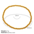 Bracelet minimaliste en acier titane doré avec des billes de 2,9 mm et une chaîne de 15 cm - SL60G3 (Perle 2,9 mm) / Doré