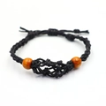 Pulsera de cuerda negra trenzada a mano con nudo corredizo ajustable y cuentas de madera - Estilo de Pulsera / Red Estándar / Negro