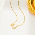 Titanium steel moon necklace with diamonds and mother of pearl on a white surface - Mother of Pearl Moon Style (559) / Gold