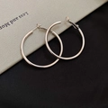 Close-up of sleek silver hoop earrings with a minimalist metallic finish and sharp detail - 29# Silver Earring Post - Silver - Textured - Medium