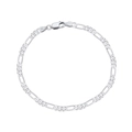 Classic S925 sterling silver Figaro chain necklace in bright silver finish - 3.3MM Figaro Chain (19CM) / White Gold
