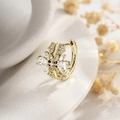 Coffee gold butterfly hoop earring featuring micro-pave zircons and textured finish - Light Coffee Gold (Single Piece)