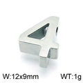 Silver stainless steel number 4 pendant, minimalist 12x9mm digital jewelry charm - Number 4 (KLJ4358-Z)