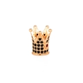 Macro shot of gold crown charm bead with micro-pave black zircon stones for DIY jewelry - Rose Gold Metal/Black Zirconia