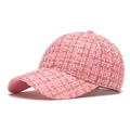 Cappellino da baseball in tweed rosa con fili dorati da donna moda invernale - Regolabile / Rosa