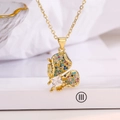 Elegant gold butterfly pendant necklace with colorful pavé crystals and square zircon - Colorful Zirconia
