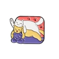 Cute three-stacked cartoon cats enamel pin with pink paw print base for clothing - Stacked Cats