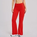 High-waisted red flare yoga leggings with tummy control for fitness and gym wear - S / Bottoms / Red