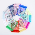 Gekleurde organza geschenkzakjes met trekkoord en florale Thank You kransen in een cirkel - Willekeurige Combinatie (Thank you) / 10*15cm