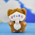 Close-up detail of a cute brown plush kitten toy featuring soft fur and facial embroidery. - Blush Cat - Brown / 12cm