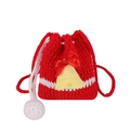Handmade knitted reindeer coin purse in red and white with a festive yellow bell - Red Bell