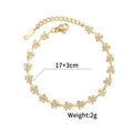 Golden stainless steel bracelet with blue enamel flowers and 17+3cm extension chain - Blue Flower