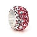 Sparkling pink rhinestone crystal charm bead with silver core for DIY jewelry bracelets - Pink 1