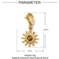 Detailed measurements of the 23mm stainless steel sun charm with natural red stone - Small Sun-Pure Gold Color