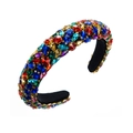 Cerchietto barocco in spugna con strass multicolore e fodera in velluto nero - Blu