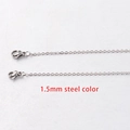 Detail view of 1.5mm stainless steel square link chain with dual lobster clasps - 45cm / 1.5mm Steel Color