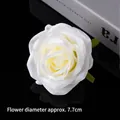 Single white 7.7cm artificial rose head with layered petals for wedding cake decor - White Rose Flower Head