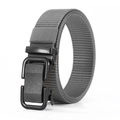 Men's grey nylon woven tactical belt featuring a matte black quick-release buckle - Gray