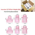 Pink ribbed glass candle holder set of 6 with diverse shapes and sizes for home decor - Large Combination Set / Pink