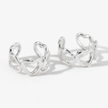 Minimalist silver finish earrings with hollow heart shapes and textured metal details - Silver Hollow Heart Style (PG028)