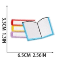 Detailed view of stacked books embroidery patch with precise size measurements in cm and inches - Stacked Books Style (X30QC-078-20)
