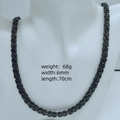 70cm black stainless steel Byzantine chain necklace on a white bust display - 6mm*70cm / Black