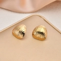 Minimalist 18K gold-plated stainless steel stud earrings with irregular wave texture - EH077-Ripple Brushed Shell/Waterdrop