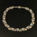 Bracciale geometrico bicolore placcato oro con maglie a triangolo e dettagli in zirconi - Bracciale a Triangolo Bicolore SL329