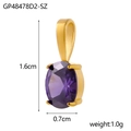 Golden stainless steel pendant with purple oval zircon gemstone and dimensions - GP48478D2-SZ / Purple
