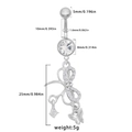 Surgical steel belly button ring with butterfly cross pendant and white crystals - Silver Bowknot Butterfly Style (BR24090903-4)
