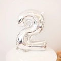 Shiny silver metallic number 2 foil balloon for birthday party and anniversary decor - Number 2 / 16" / Silver