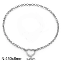 Collana a catena in acciaio argentato con ciondolo a cuore 24mm, misura 450x6mm - Collana con Ciondolo a Cuore Colore Acciaio (KN291805-Z)