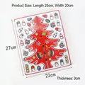 DIY Wooden Christmas Countdown Calendar Tree in Red with Mini Figurines Ornaments - Y1071/Medium 3-Piece/Red/22*27*3cm