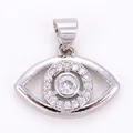 Silver evil eye pendant with sparkling white cubic zirconia and a teardrop bail - White Gold 17mm L459370-White Gold