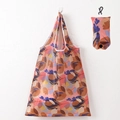 Foldable polyester shopping bag with abstract floral print and matching storage pouch - 16kg / 38*58cm / Abstract Floral (XC-37)
