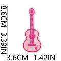Pink guitar embroidery patch with heart detail, size 8.6cm x 3.6cm for clothing decor - No.9 (Pink Guitar)