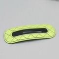 Fermaglio per capelli BB in ecopelle verde chiaro con elegante trama trapuntata - Ovale / Ovale Verde