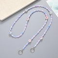 Handmade beaded crossbody phone chain with colorful lucky numbers and metal clasps - Clearance Style (K2187) / Purple