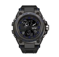 Rugged black digital analog sports watch with electric blue accents and 30M waterproof rating - 1706 Blue