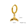 14K gold plated stainless steel whale tail pendant hoop earring for summer beach style - E13 Whale Tail