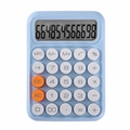 Calculatrice mécanique bleu clair avec écran 12 chiffres et touches orange - 817 Couleur Unie Basique Bleu Clair