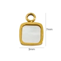 Macro shot of a 7mm by 5mm gold plated square pendant charm with white inlay - 7097 Shell Inlay Square