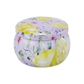 Round lemon and flower pattern tin canister in purple color for candles or sweets - 75*50MM C216 Lemon Floral Empty Tin