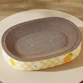 Griffoir ovale géant en carton ondulé pour chats avec motifs à carreaux jaunes - Ovale - Super Jumbo (Lapin Carotte)