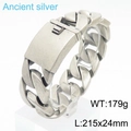 Bracciale a catena cubana da 24mm in acciaio inossidabile color argento antico - Larghezza 24mm (KB170283-KJX)